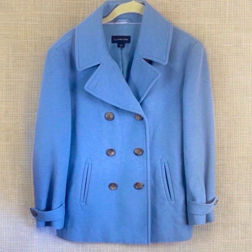 Land’s End Women’s Light Blue Pea Coat Size 12P
